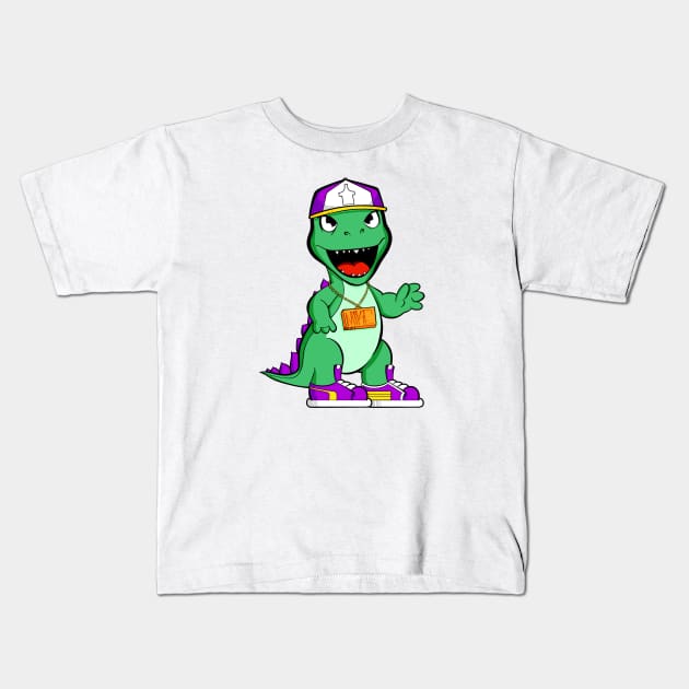 DinoMike Kids T-Shirt by Art by Nabes